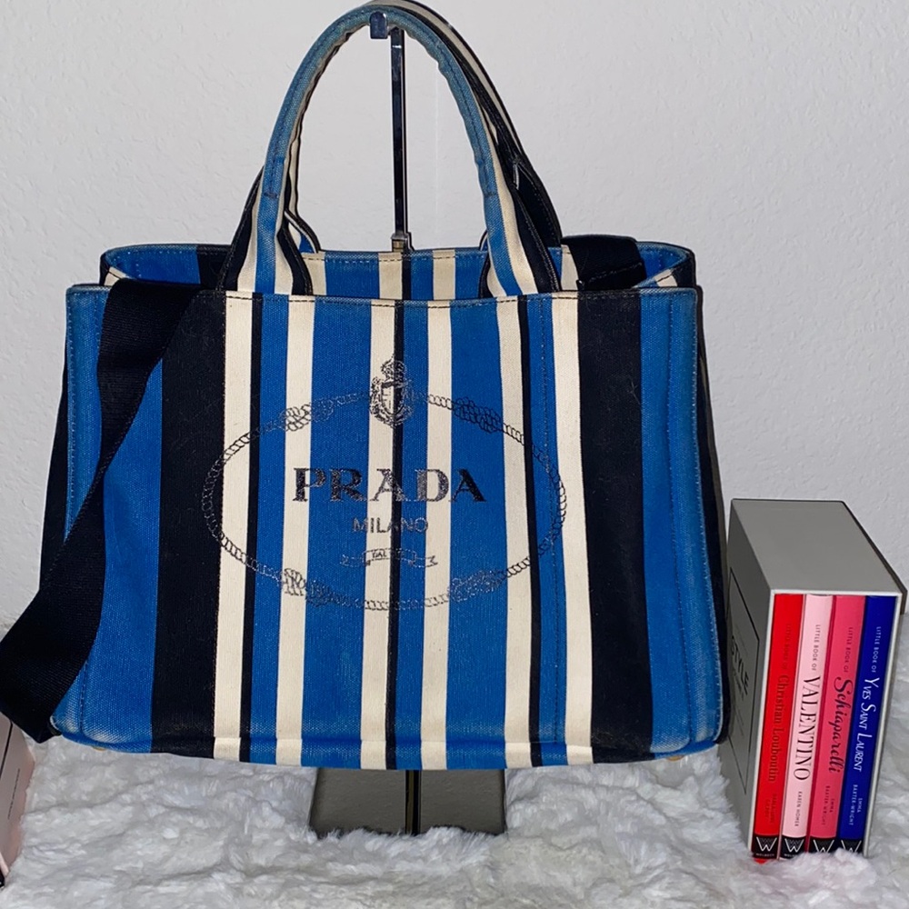 Prada Limited Edition Canapa Stripe Canvas 2-way Tote
